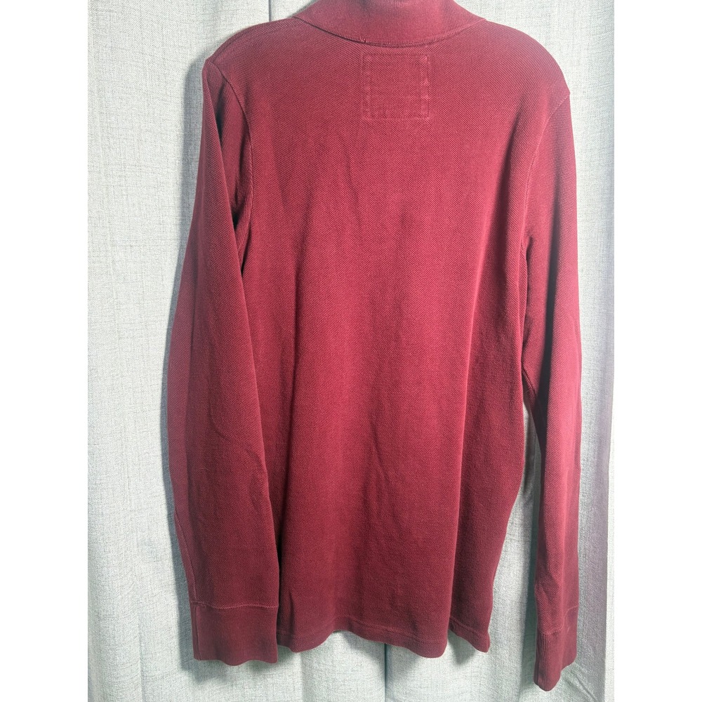 Abercrombie & Fitch Mens Muscle Fit Long Sleeve Polo Shirt Burgundy Maroon Large - Picture 3 of 9